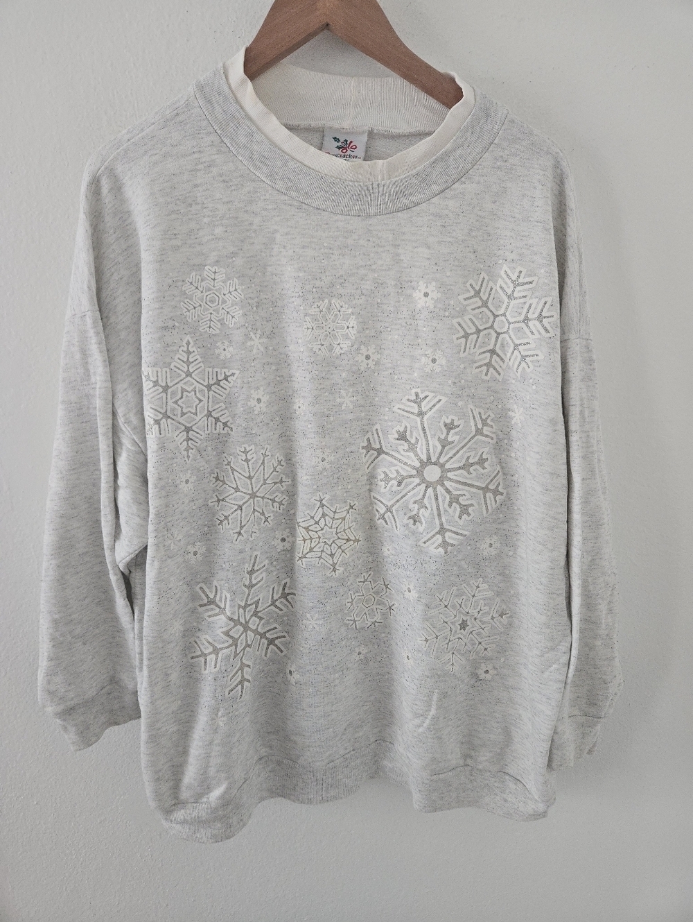Vintage Nutcracker Snowflake Snowing Glitter Christmas Sweatshirt Womens XXL
